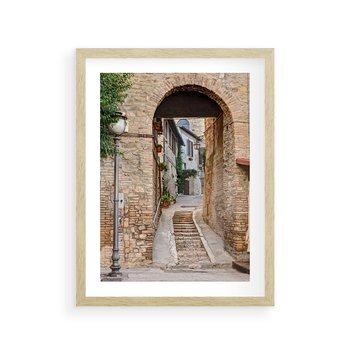 Plakat w ramie 30x40 - Klimatyczna Uliczka w Grecji - uliczka, Grecja - rama drewno