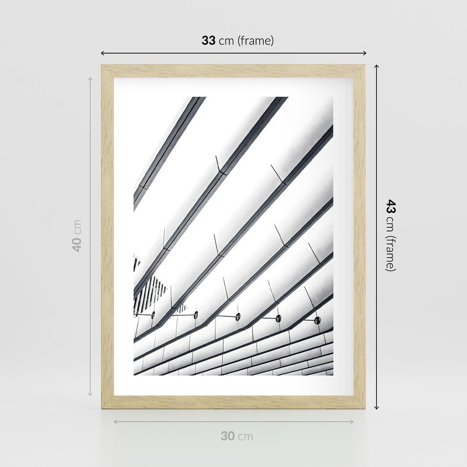Plakat w ramie 30x40 - Czarno-Biała Fotografia Architektury - nowoczesna architektura, bialo czarny - rama drewno