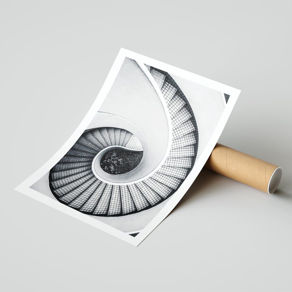 Plakat bez ramy 30x40 - Nowoczesne Schody: Kręcone Piękno - nowoczesna architektura, kręcone schody