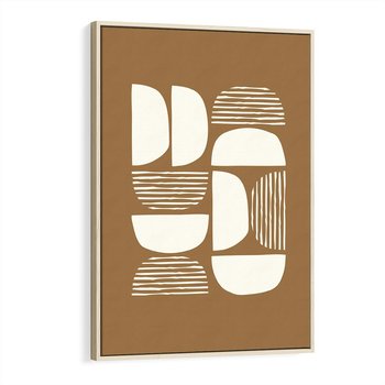 Obraz w ramie 80x120 - Wewnętrzne Spektrum - geometryczne boho kształty na brązowym, karmelowym tle - rama drewno