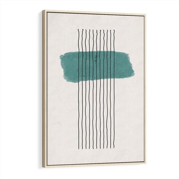 Obraz w ramie 80x120 - Bezczasowe Wspomnienia - abstrakcyjna akwarelowa plama, nieregularne kreski - rama drewno