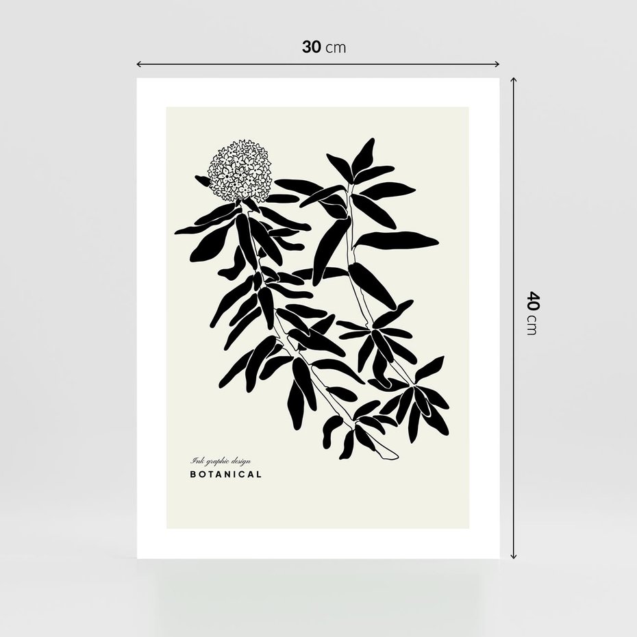 Plakat bez ramy 30x40 - Szept kwiatowej wyobraźni - czarno biała grafika, roślinność
