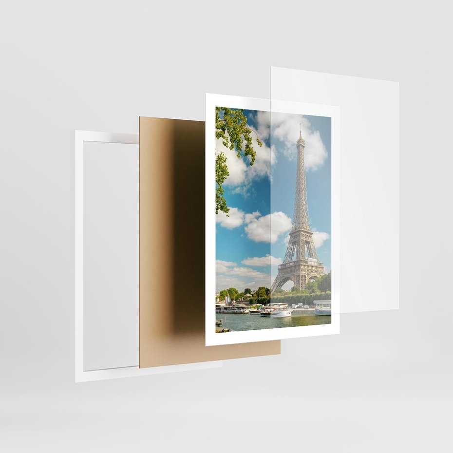 Plakat w ramie 50x70 - Paryż Eiffla - Paryż, Eiffla - rama biała