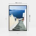 Obraz w ramie 70x100 - Malowniczy urok wyspy - Santorini, schodki - rama czarna