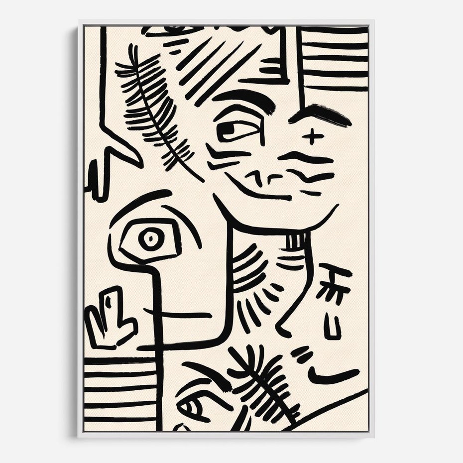 Obraz w ramie 80x120 - Ekspresyjne Odbicia Współczesności - abstrakcyjna grafika, minimalizm - rama biała