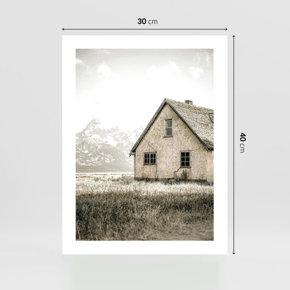 Plakat bez ramy 30x40 - Ciepła Atmosfera - dom, stary dom w górach