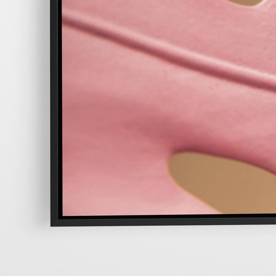 Obraz w ramie 100x70 - Różowa monstera w pełnym rozkwicie - różowa, monstera - rama czarna