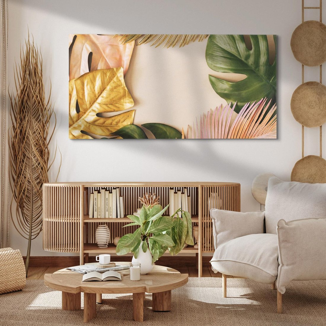 Obraz na płótnie 140x70 - Monstera Liście Kwiat - monstera, liście