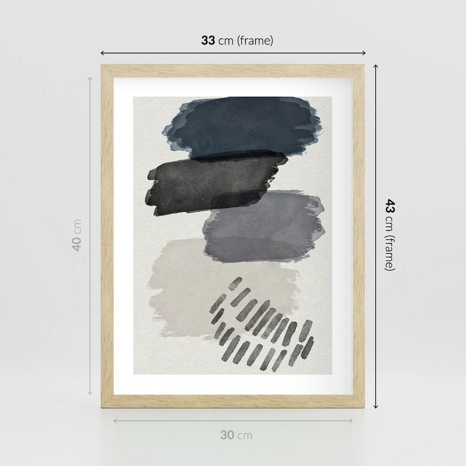 Plakat w ramie 30x40 - W Stylu Akwareli - nowoczesny plakat, abstrakcja - rama drewno