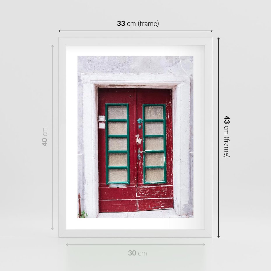 Plakat w ramie 30x40 - Retro Przez Drzwi - drzwi, retro - rama biała