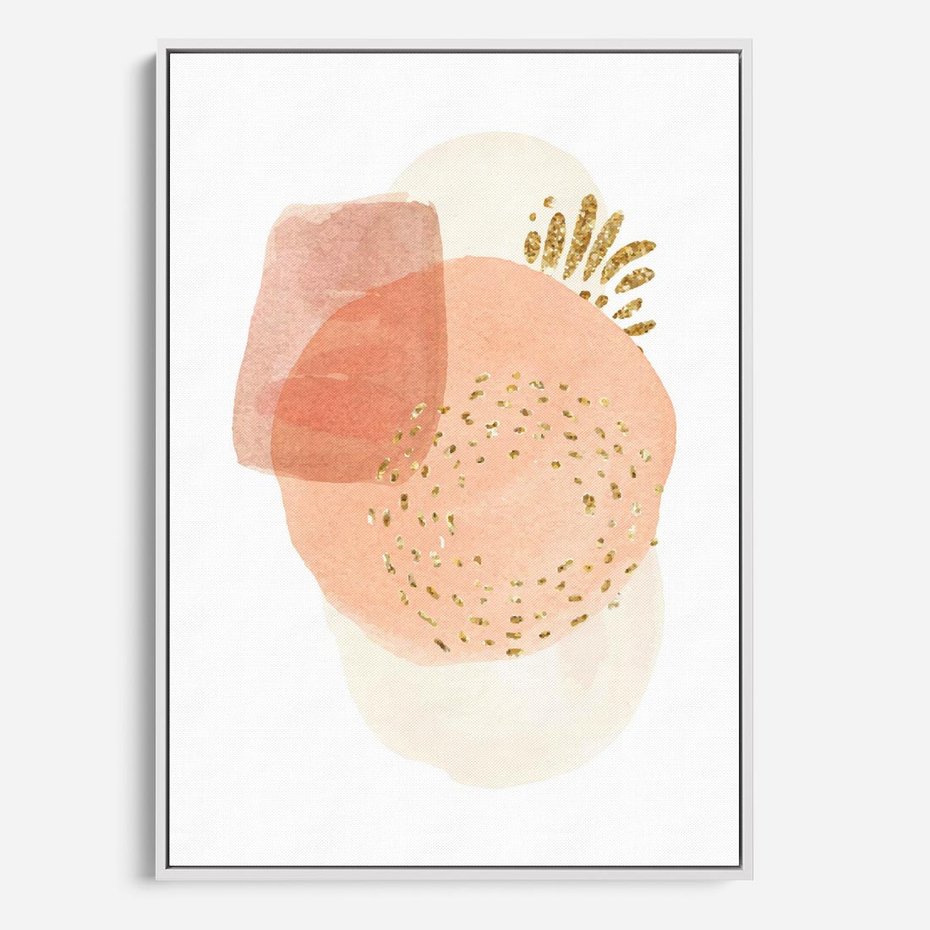 Obraz w ramie 80x120 - Migotliwe Kształty i Plamy - abstrakcyjne akwarelowe plamy, minimalizm - rama biała