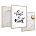 Zestaw obrazy w ramie 50x70 galeria - Podróże, wakacje, typografia, Włochy - rama drewno