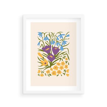 Plakat w ramie 30x40 - Kwiatowe Przenikanie - kwiaty, sztuka nowoczesna - rama biała
