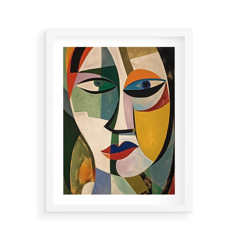 Plakat w ramie 40x50 - Kolorowe Dziwne Wyobrażenia - abstrakcyjny obraz, olejny - rama biała