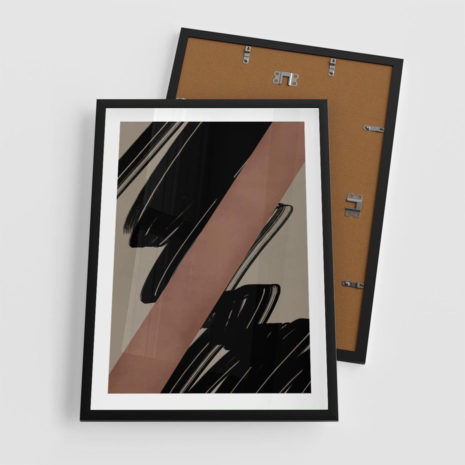 Plakat w ramie 50x70 - Mroczne Refrakcje - abstrakcja, czarne splatane linie - rama czarna