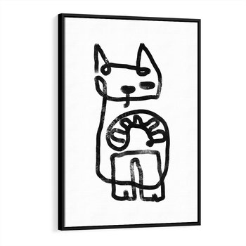 Obraz w ramie 50x70 - Portret Kociej Duszy - szkic kota, prymitywizm - rama czarna