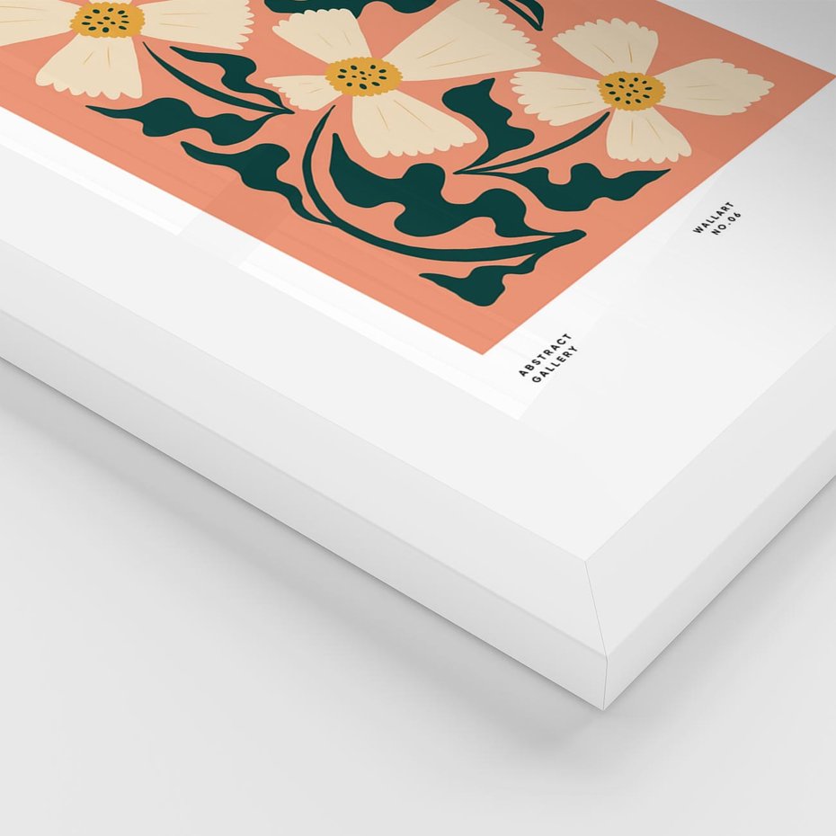 Plakat w ramie 50x70 - Refleksje w roślinnym odbiciu - kwiatowa kompozycja, minimalizm - rama biała