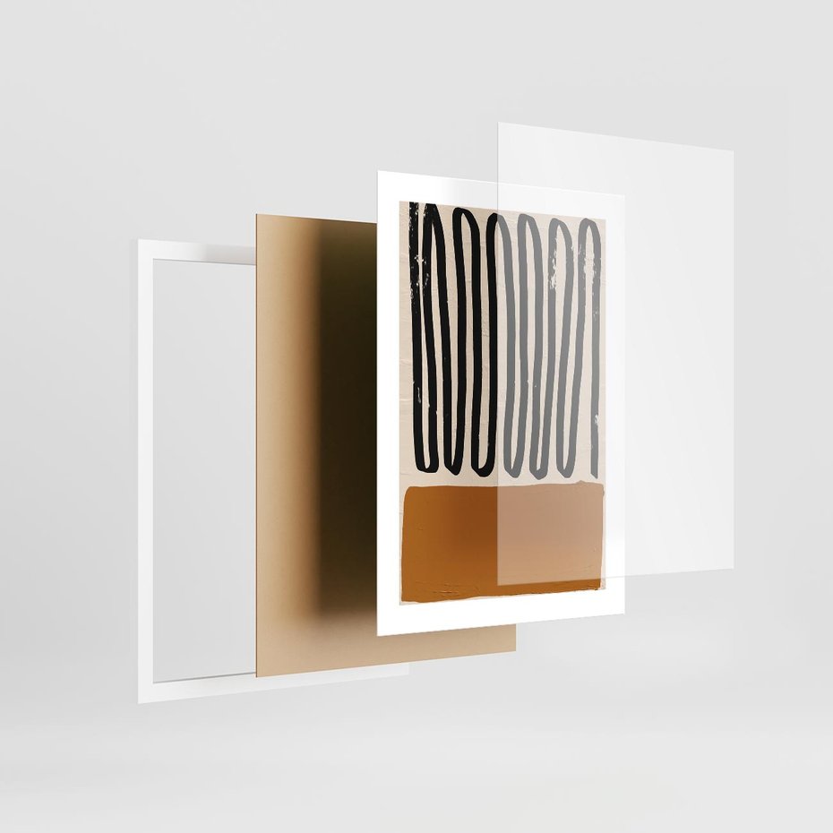 Plakat w ramie 30x40 - Boho Impulsy Kreatywności - abstrakcyjny plakat, brąz - rama biała