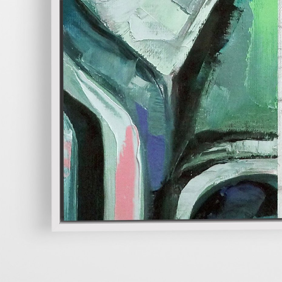 Obraz w ramie 80x120 - Niezakończona Piękność - abstrakcyjny obraz olejny, portret kobiety - rama biała