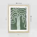 Plakat w ramie 30x40 - Inspirujące Zawiłości Zieleni - abstrakcyjny kształt, zielony plakat - rama drewno
