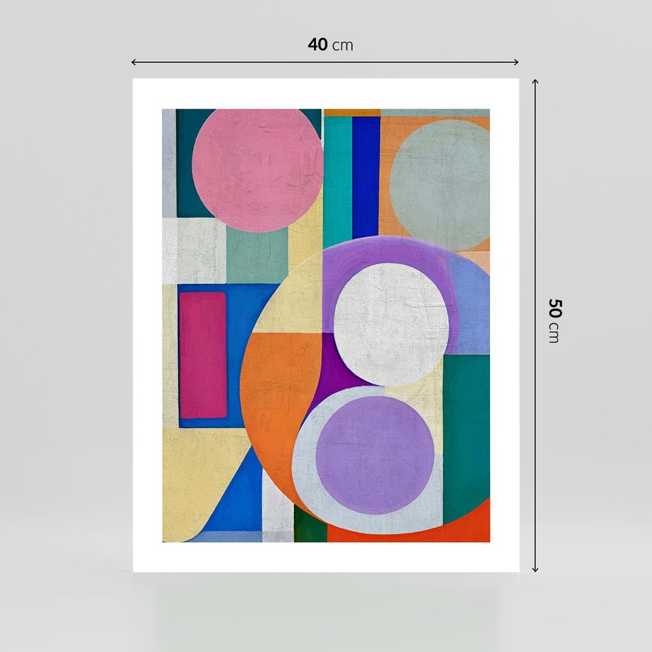 Plakat bez ramy 40x50 - Migotliwe Impulsy Dźwięku - różne geometryczne formy, koła