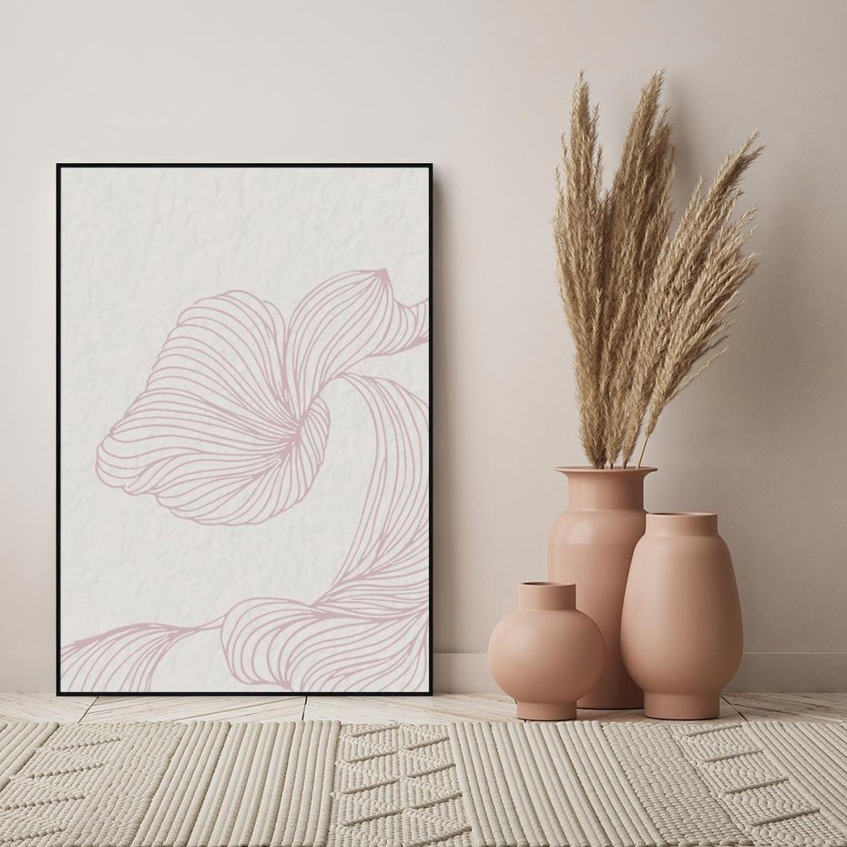 Obraz w ramie 50x70 - Szept marzeń i tajemnic - abstrakcyjne, roślinne ornamenty - rama czarna