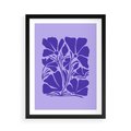 Plakat w ramie 50x70 - Migocące Boho Wibracje - kwiaty, energetyczne fioletowe tło - rama czarna