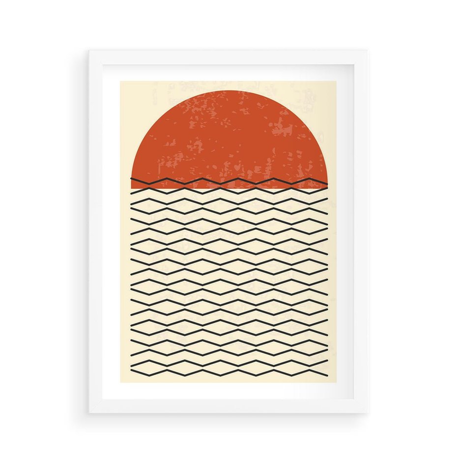 Plakat w ramie 50x70 - Abstrakcyjne Wzory na Plakacie - geometryczna sztuka, nowoczesny plakat - rama biała