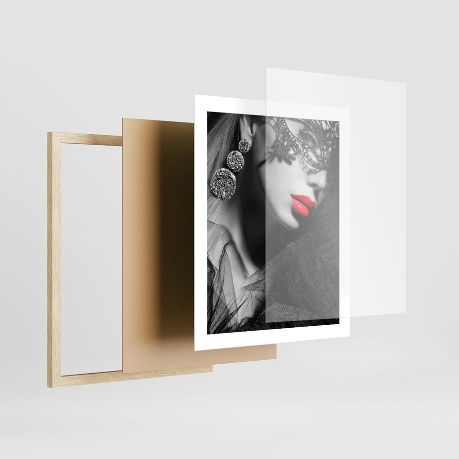 Plakat w ramie 40x50 - Zmysłowe usta damy - kobieta, usta - rama drewno