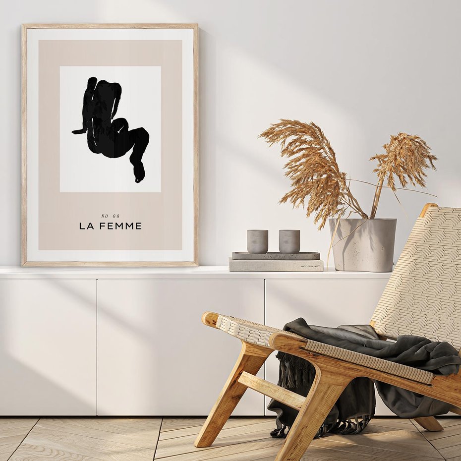 Plakat w ramie 40x50 - Boho Harmonia Stylu - abstrakcyjna sztuka, akt - rama drewno