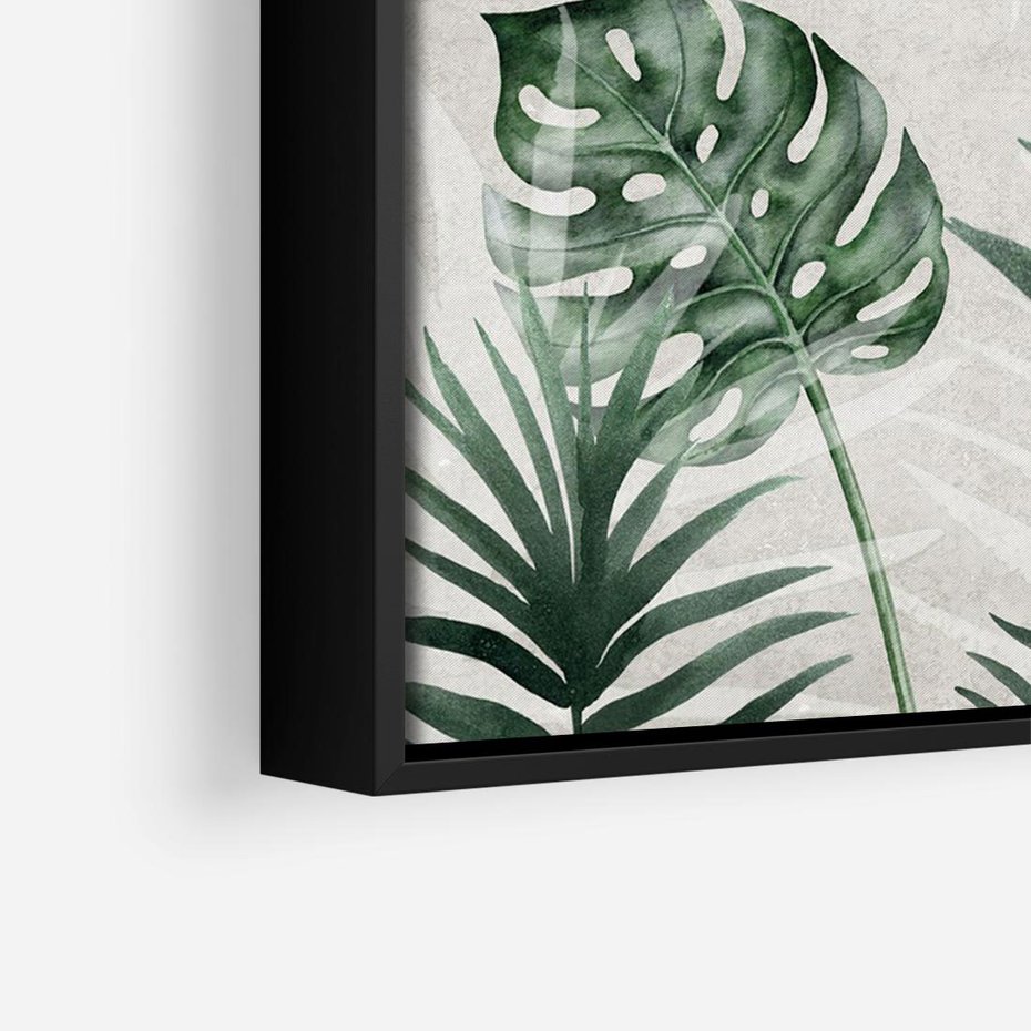 Obraz w ramie 100x70 - Tropikalne Akwarele - tropikalne liście, akwarela - rama czarna