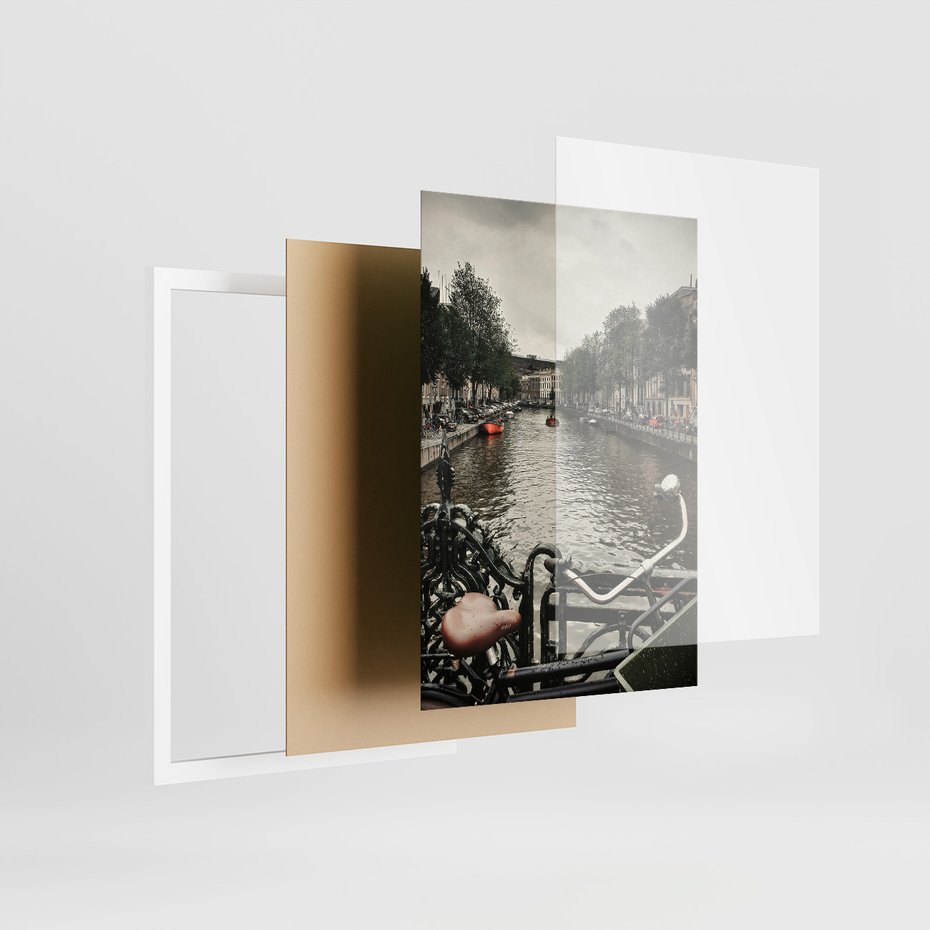 Zestaw obrazy w ramie 50x70 galeria - Kanały, miasto, woda, jesień - rama biała