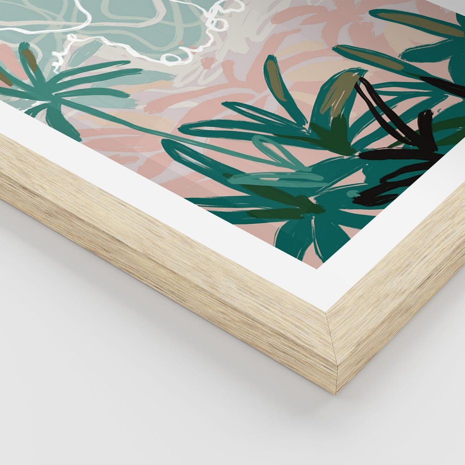 Plakat w ramie 50x70 - Rajski Stan - pastelowy krajobraz, nowoczesny plakat - rama drewno