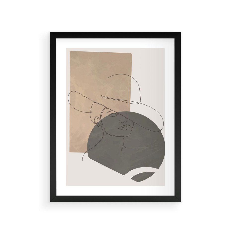 Plakat w ramie 30x40 - Geometryczna Elegancja: One Line - geometria, nowoczesna sztuka - rama czarna