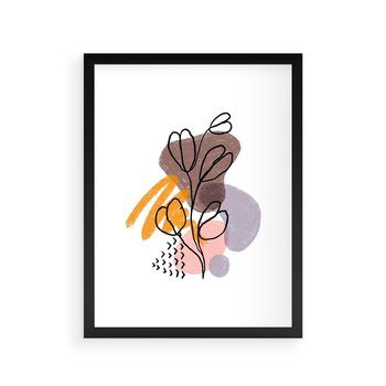 Plakat w ramie 30x40 - Bezgraniczne Widzenia - abstrakcyjna sztuka, liść gałązka - rama czarna