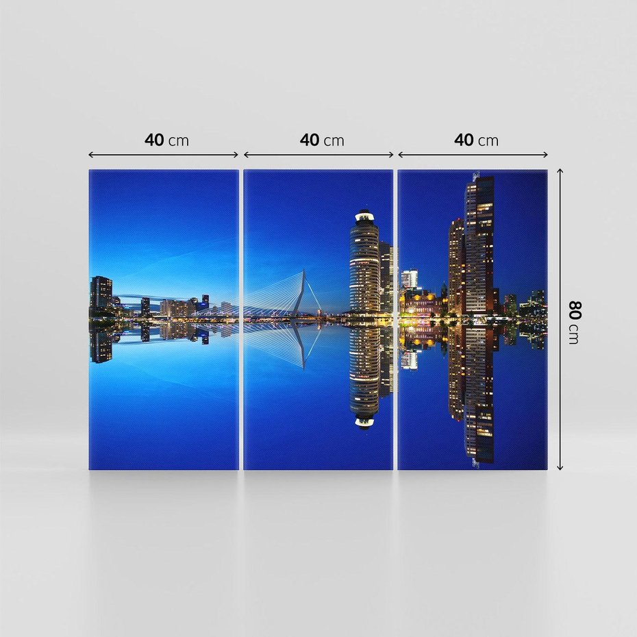 Obraz na płótnie 120x80 - Miasto nocą nad wodą - miasto, noc