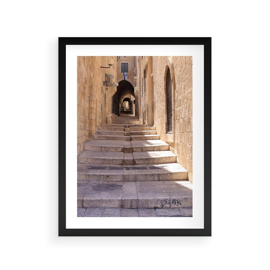 Plakat w ramie 30x40 - miasto w innej odsłonie - uliczka, perspektywa - rama czarna