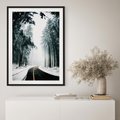 Plakat bez ramy 21x30 - Droga przez Zimowy Las - drzewa, śnieg
