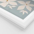 Plakat w ramie 30x40 - Błękit Kwiatów - kwiaty, nowoczesne i minimalistyczne - rama biała