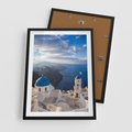 Plakat w ramie 50x70 - Błękitne Przezycia - Santorini, morze - rama czarna
