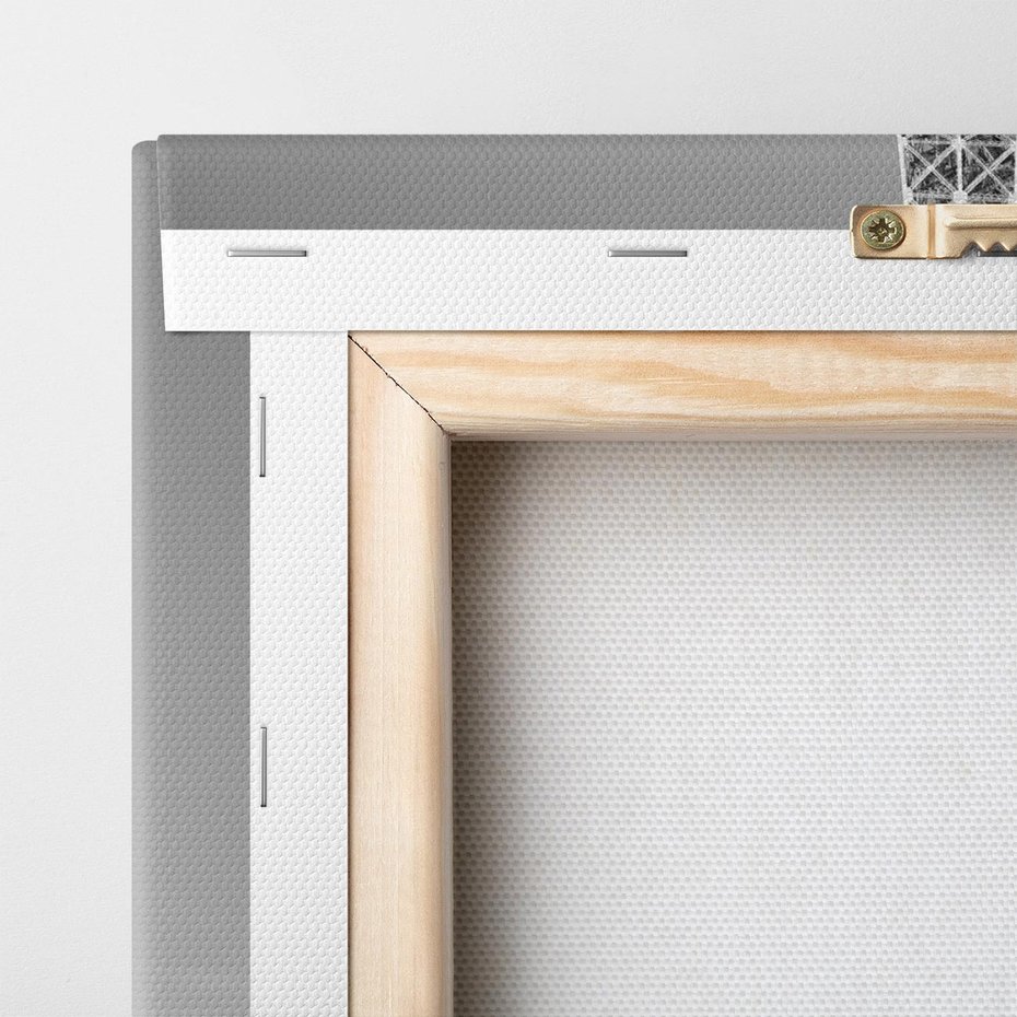 Obraz na płótnie 50x70 - Różowy Paryż - czarno białe zdjęcie, wieża eiffla