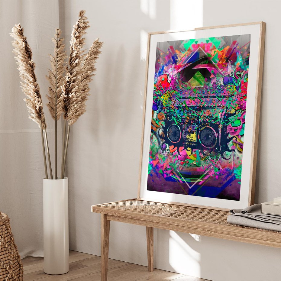 Plakat w ramie 50x70 - Harmonia Muzyki - grafika, muzyka - rama drewno