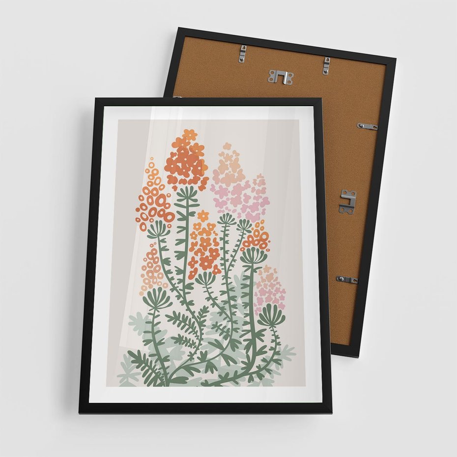 Plakat w ramie 50x70 - Kwiatowe Uniesienia - kwiaty polne, plakat - rama czarna