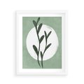 Plakat w ramie 40x50 - Kształty Zielonego Ukojenia - zielony plakat, roślinne motywy - rama biała
