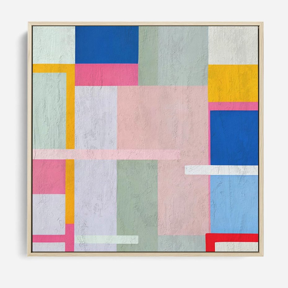 Obraz w ramie 50x50 - Rozbijające Granice Wyobraźni - abstrakcyjne geometryczne kształty, olejny obraz - rama drewno