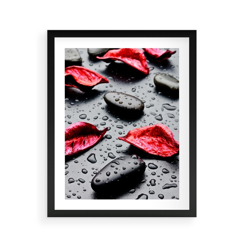 Plakat w ramie 40x50 - Spa wśród Natury - spa, kamienie - rama czarna