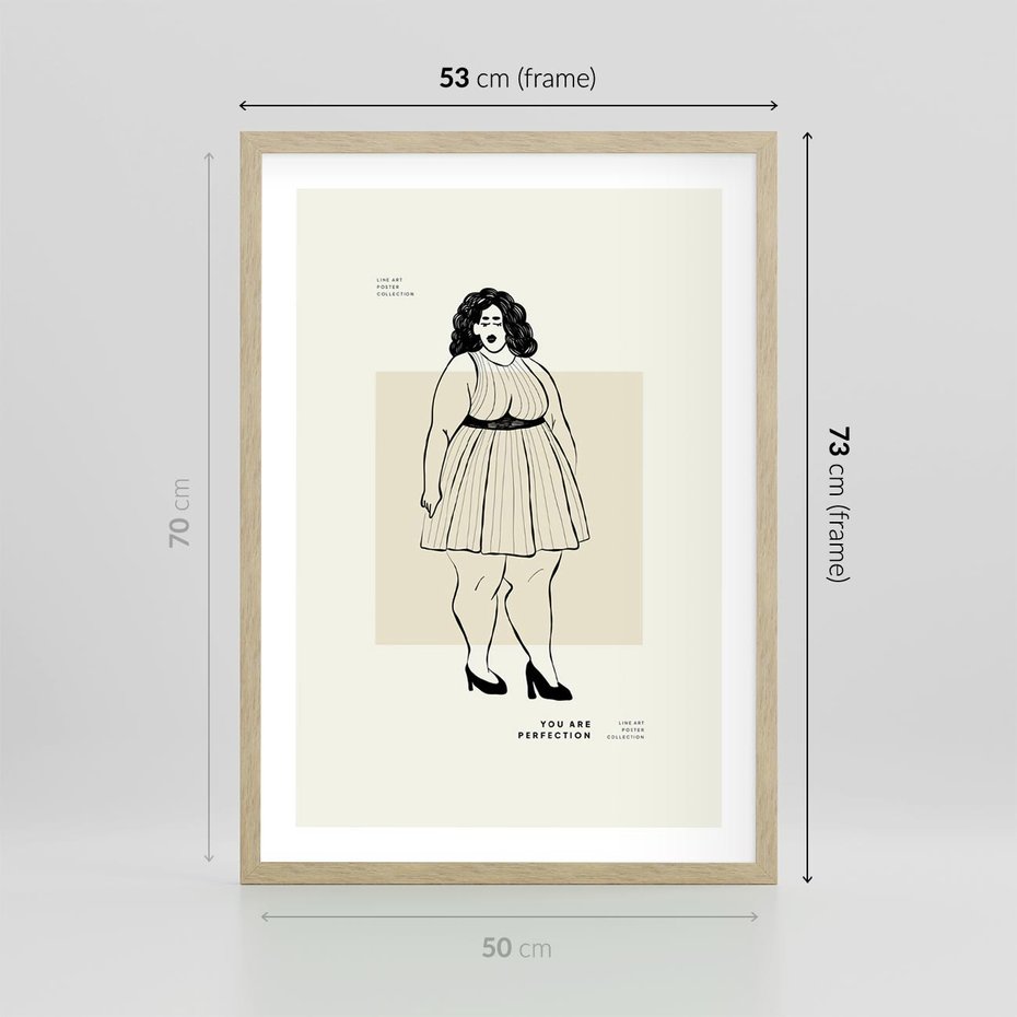 Plakat w ramie 50x70 - Ekspresja Wewnętrznych Emocji - kobieta, samoakceptacja - rama drewno