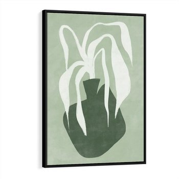 Obraz w ramie 50x70 - Zieleń Pulsującego Spokoju - zielona abstrakcja, zgaszona zieleń - rama czarna