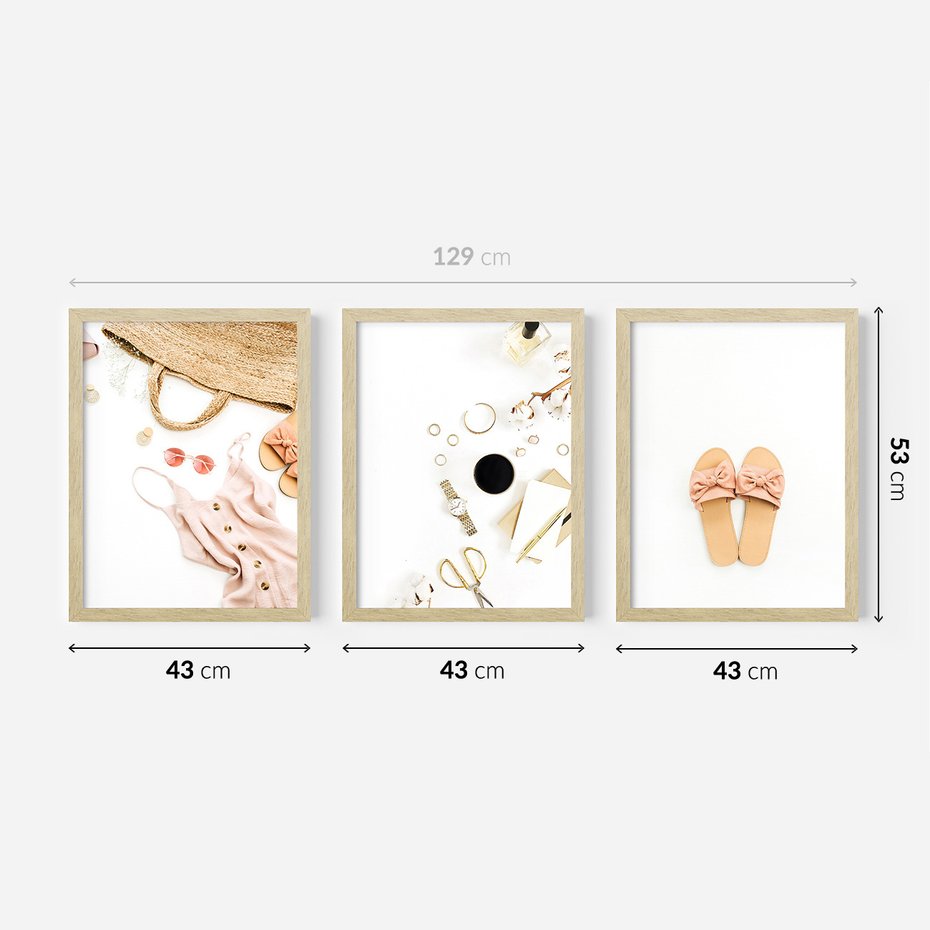 Zestaw obrazy w ramie 40x50 galeria - Moda, fashion, wakacje - rama drewno
