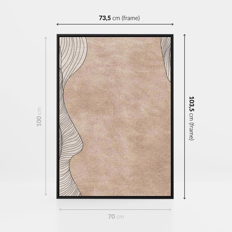 Obraz w ramie 70x100 - Symfonia uczuć i kształtów - delikatna kompozycja, falujące linie - rama czarna